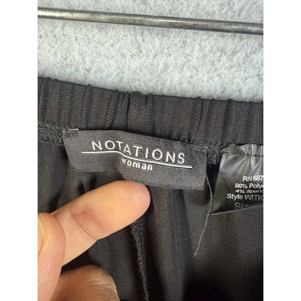 Notations Skirt Womens 1X Black A Line‎ Midi Elastic Waist Stretch Made USA